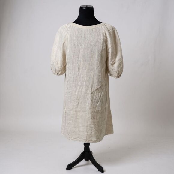 Armani Exchange 100% Linen Embroidered Dress Size 6 Boho Chic Summer A-Line - Picture 2 of 6